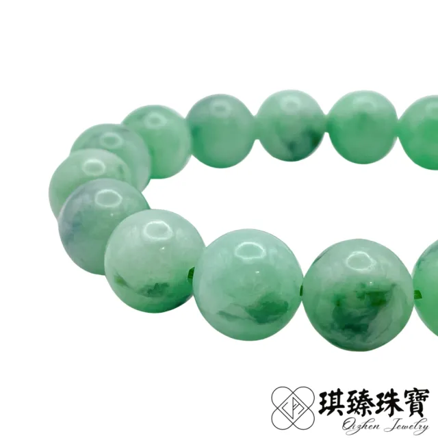 【琪臻珠寶】天然A貨翡翠豆糯種果綠圓珠手珠手串(12mm圓珠_漸層果綠_隨機出貨_618狂歡節_限時搶購)