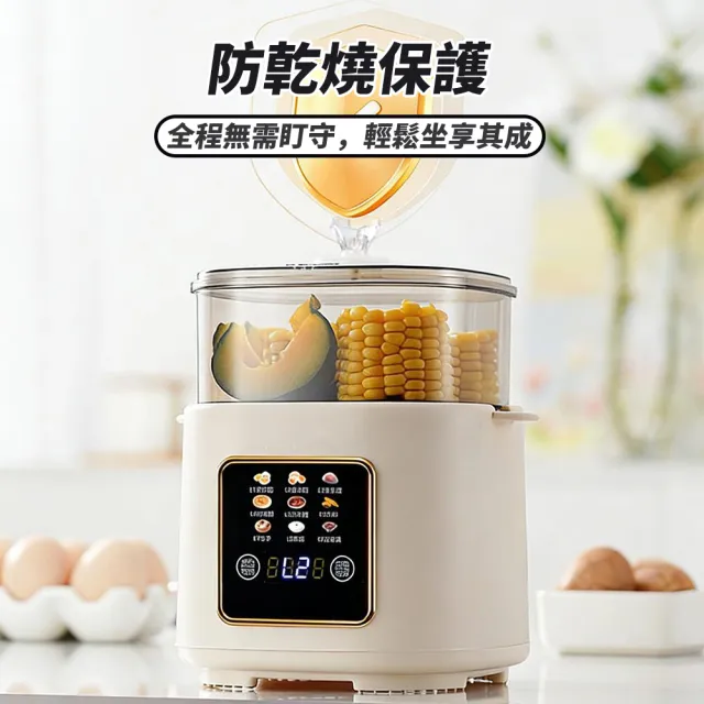 VWV 蒸蛋器 110V家用煮蛋機 多功能早餐神器(上蒸下煮 24H預約+九大功能 送蒸籠+304蒸碗+蛋架)