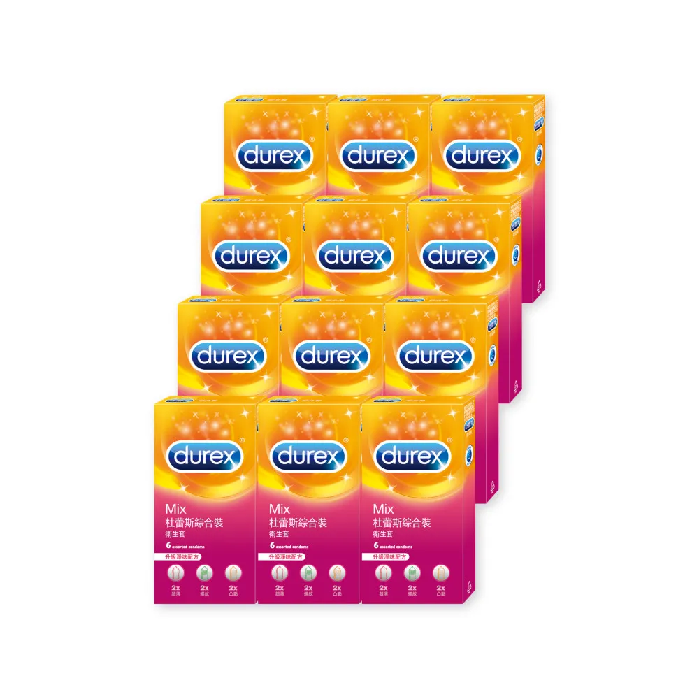 【Durex 杜蕾斯】綜合裝衛生套12盒(共72入 保險套/衛生套/避孕套/安全套/避孕/保險套推薦)