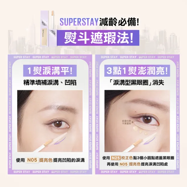 【MAYBELLINE 媚比琳】SUPER STAY淚溝無痕遮瑕膏10ml_2入(遮瑕)