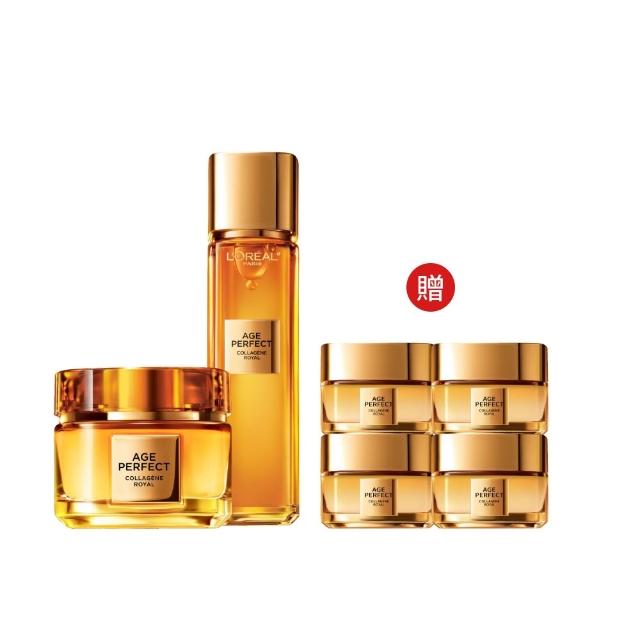 【L’OREAL Paris 巴黎萊雅】金致臻顏花蜜奢養膠原經典組(乳霜60ml+精華露130ml)