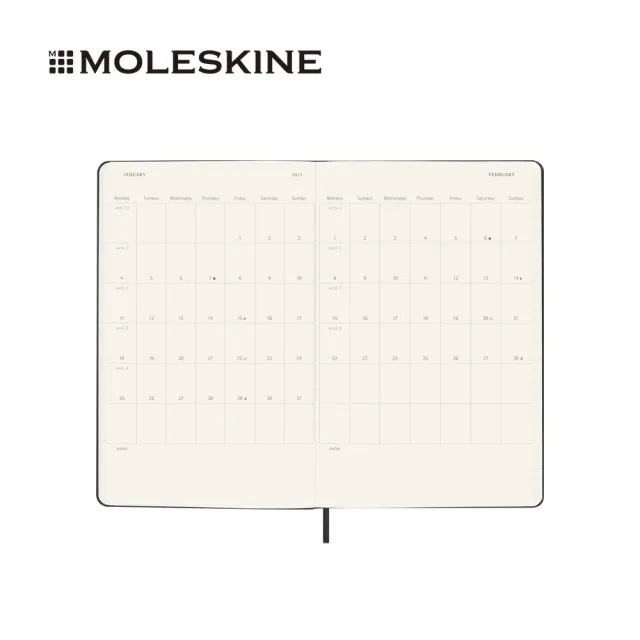 【MOLESKINE】2026-27 18個月週記硬皮手帳 - L型/黑