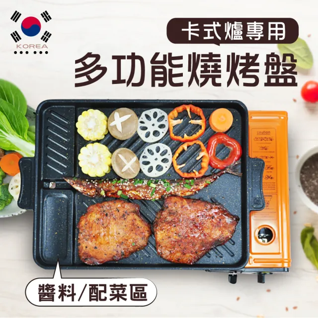 【新錸家居★限時特價】韓式麥飯石卡式爐斜紋不沾烤盤(烤肉神器/甩油/烤肉盤/瓦斯爐適用)