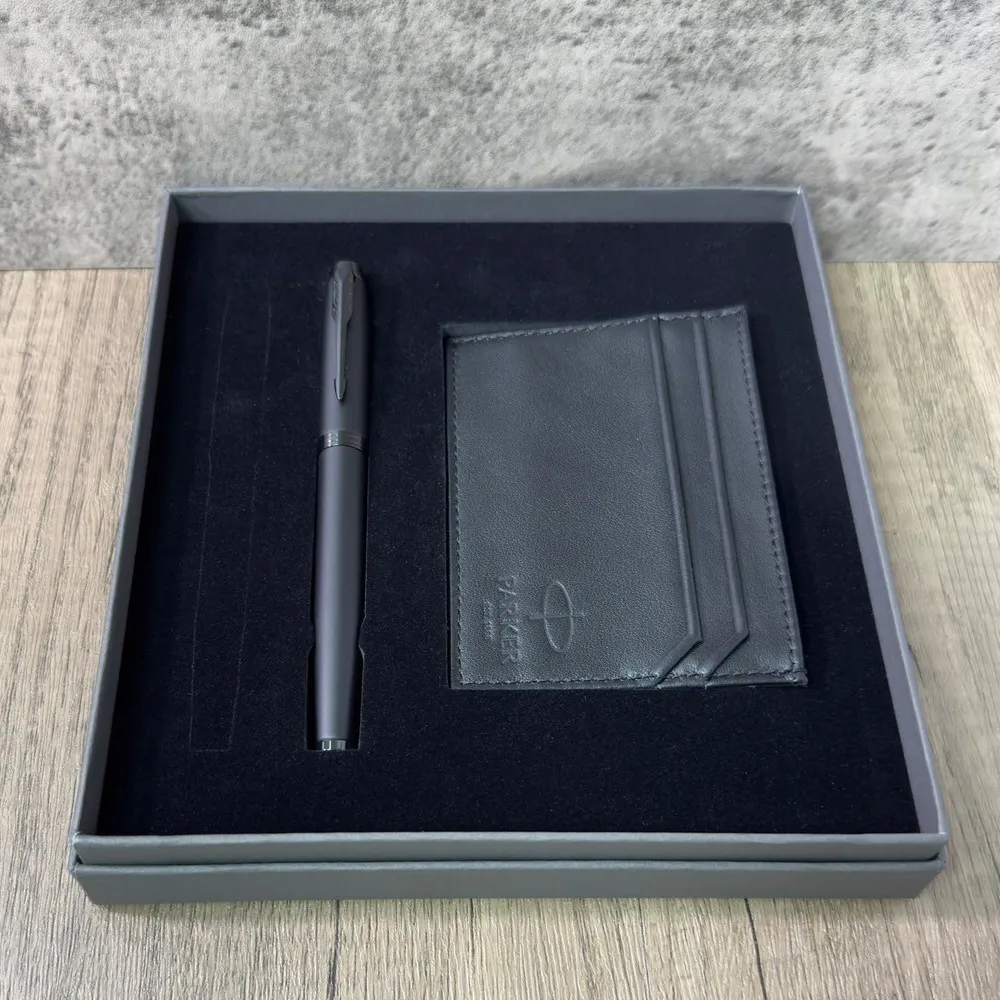 【PARKER】派克 新IM系列 理性黑鋼珠筆卡夾禮盒(IM)