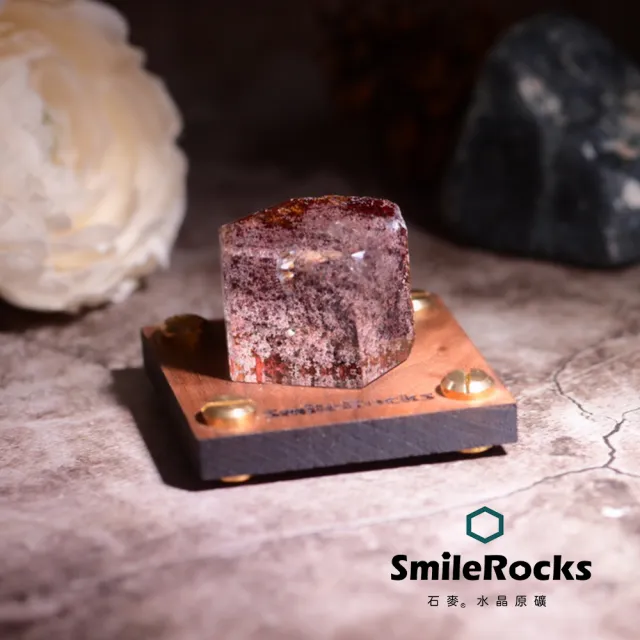 【SmileRocks 石麥】石麥水晶原礦 半拋幽靈水晶冰塊 SmilePAD 6X6cm 2000優購 No.62571260612