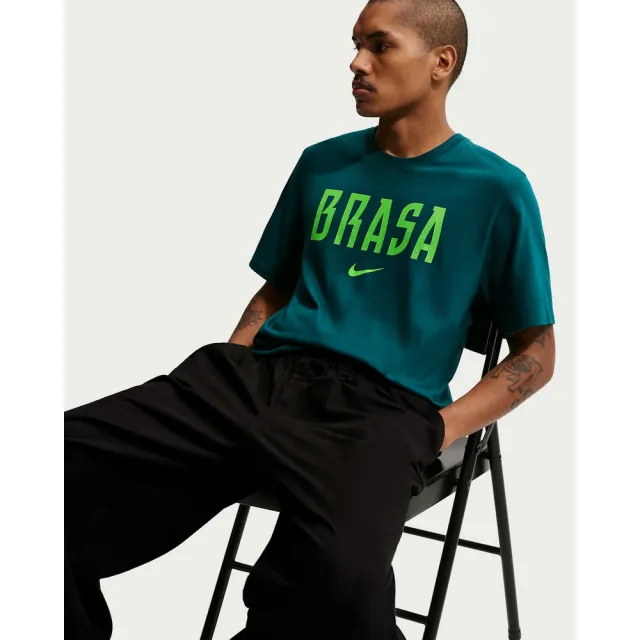 【NIKE 耐吉】短袖上衣 男 CBF M NK WORDMARK TEE T恤 足球 世界盃 巴西隊 綠 (IH2175381)