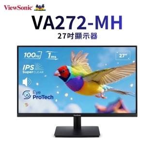 【ViewSonic 優派】(2入組)VA272-MH 27型 IPS 100Hz 護眼電腦螢幕(內建喇叭/1ms)