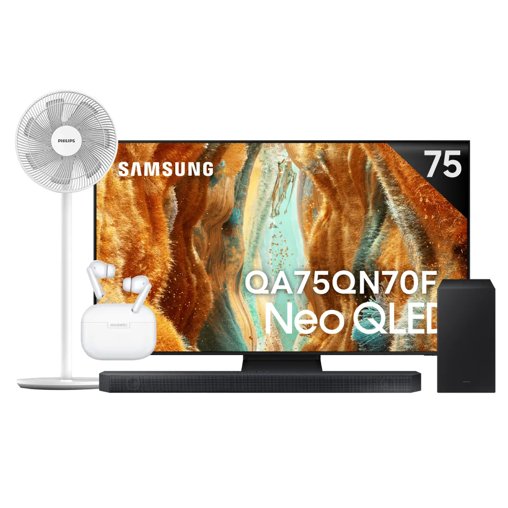 【Samsung 三星】75型 4K Neo QLED 144Hz Mini LED AI智慧顯示器 75QN70F 壁掛安裝(QA75QN70FAXXZW)
