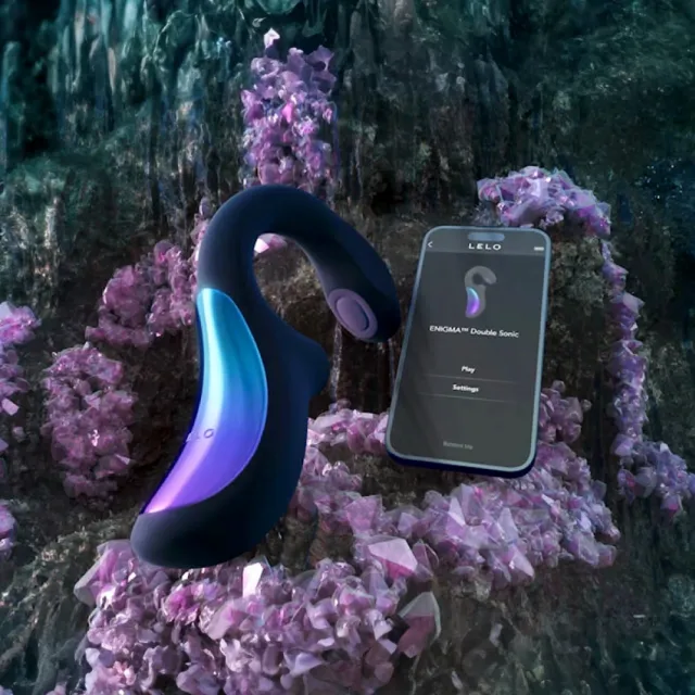【LELO】ENIGMA™ Double Sonic 智能聲波吸吮+G點按摩器-暴風黑