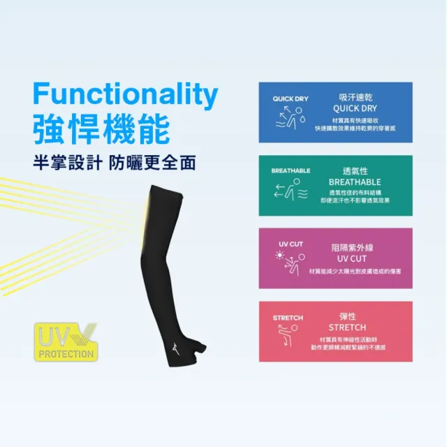 【MIZUNO 美津濃】半掌式涼感袖套-一雙入 台灣製 吸濕排汗 抗UV 防曬 單車 臂套(32TYDG0209 32TYDG0201)