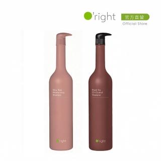 【O’right 歐萊德】沁漾紅茶控油洗髮精1000ml+絲漾玫瑰保濕洗髮精1000ml(momo獨家限定)