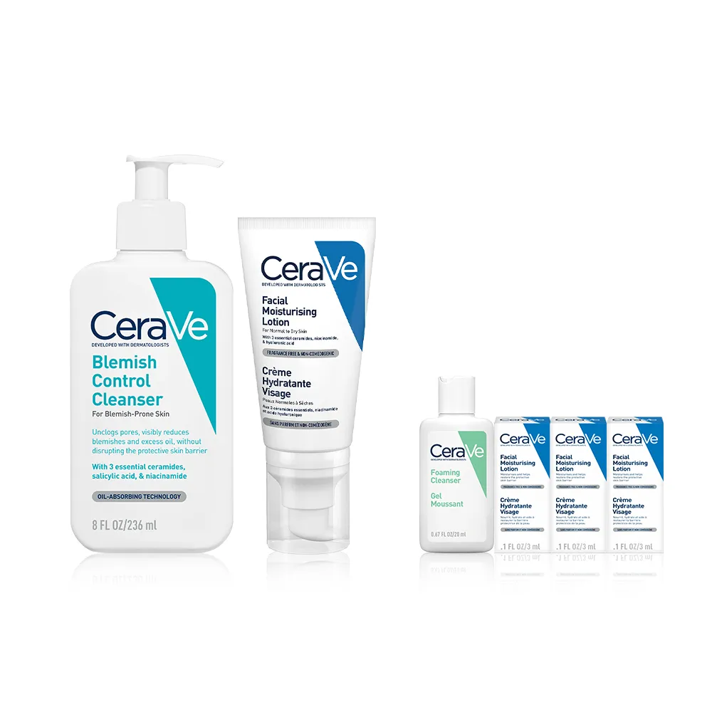 【CeraVe 適樂膚】淨痘修護必敗組★淨膚白泥抗粉痘潔面露 236ml*全效超級修護乳 52ml_A(控油抗粉痘/水楊酸)