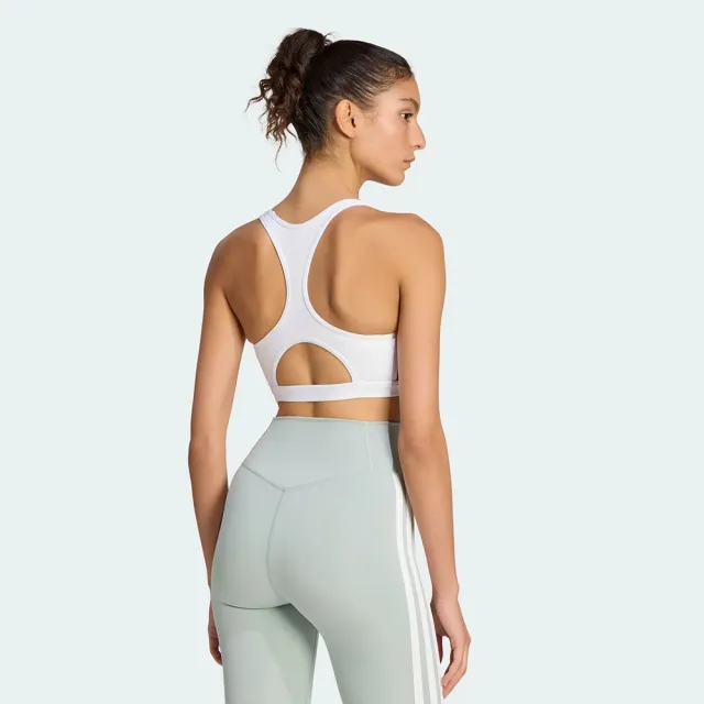 【adidas 愛迪達】運動內衣 女 中度支撐 慢跑 瑜珈 訓練 亞規 OPT ESS 3S MS 白 KA4703