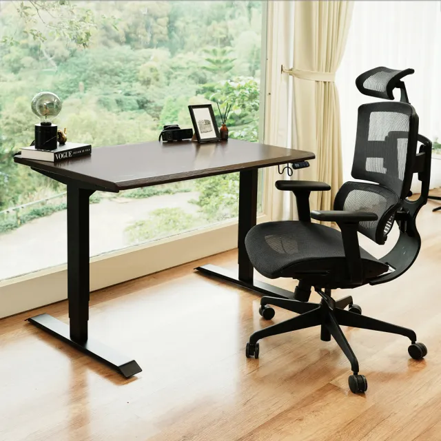 【FUNTE】Prime 實木電動升降桌/三節式+ 120x70cm 四方桌板 兩色可選(實木桌 辦公桌 電腦桌 工作桌)