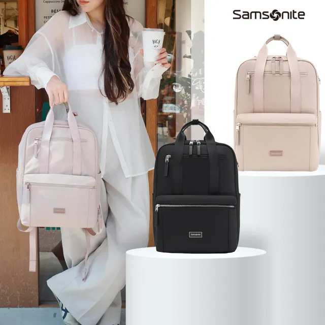 【Samsonite 新秀麗】FHLORA 時尚商務輕量多功能大容量筆電後背包/女包/雙肩包/電腦包15.6吋(多色可選)
