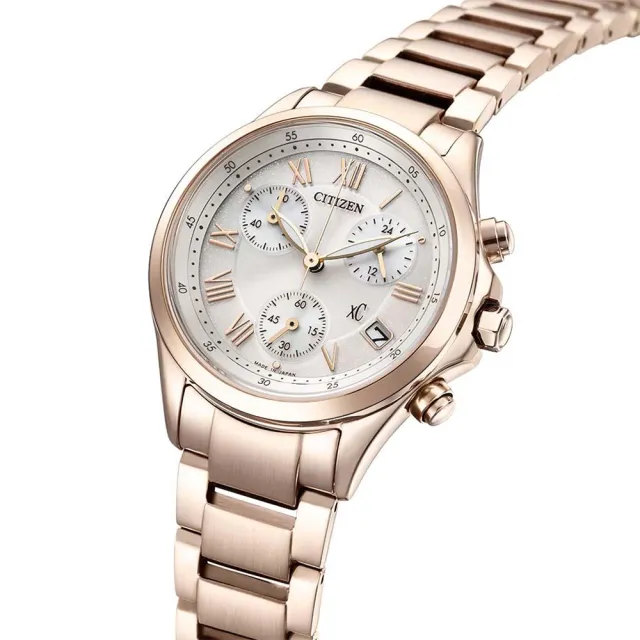 【CITIZEN 星辰】XC 光動能計時女錶-玫瑰金/32.5mm 錶 生日禮 送禮(FB1405-58A)