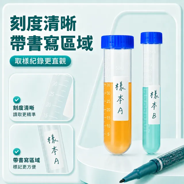 PP離心管 5入 分裝管 圓底離心管 樣本瓶 密封瓶 粉末瓶 試管蓋 採集試管 儲存瓶 3-PCTR15ml