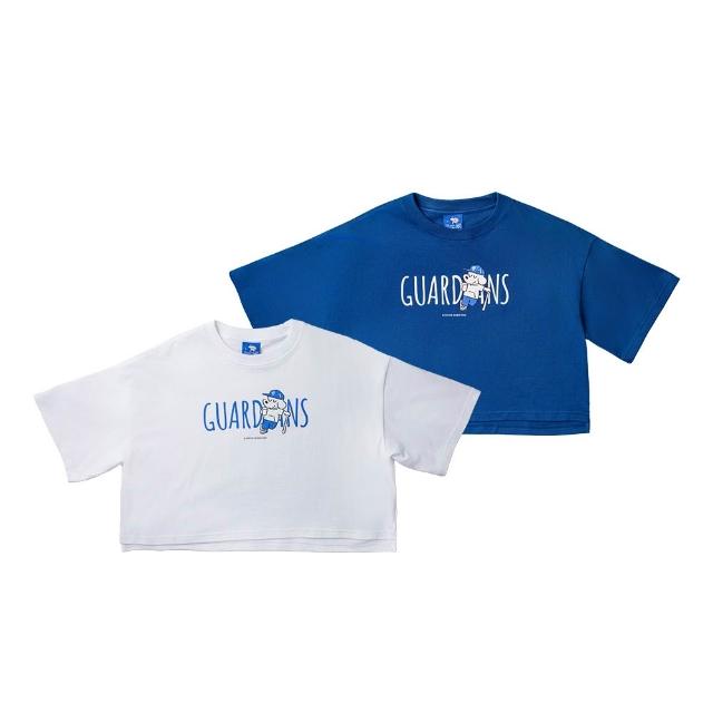 【富邦悍將】悍將 x Skater JOHN 草寫LOGO聯名短版TEE(藍/白_XS-M)