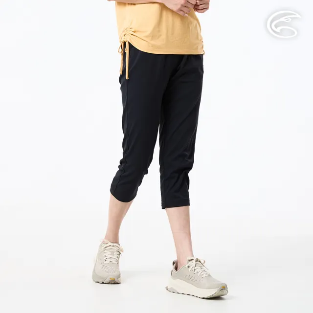 【ADISI】女極輕膚快乾抗UV呼吸八分褲 AP2611004 碳黑 S-2XL｜棉感 抗紫外線 吸濕速乾 彈性