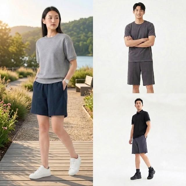 【GIORDANO 佐丹奴】男女裝抽繩鬆緊腰涼感短褲(多色任選)