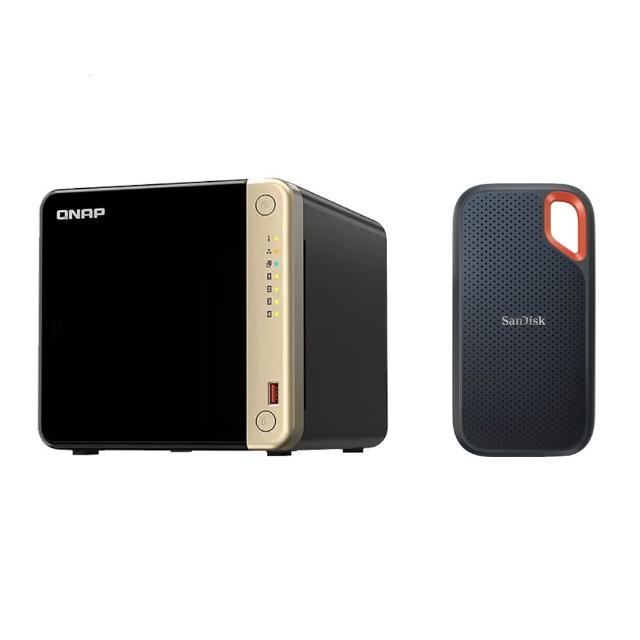 【QNAP】搭SSD 1TB★TS-464-8G 4Bay NAS 網路儲存伺服器+SanDisk E61 SSD 1TB