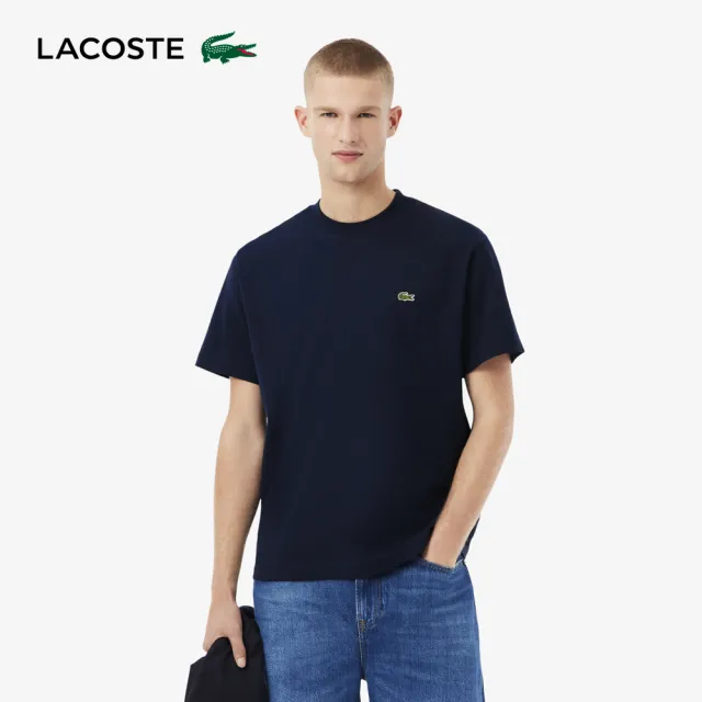 【LACOSTE】男裝-經典版型logo棉質短袖T恤(海軍藍)