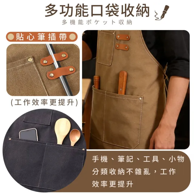 【DREAMCATCHER】加厚工裝大口袋圍裙 (圍裙 工作圍裙 工作服 多口袋圍裙)