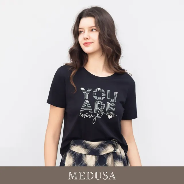 【MEDUSA 曼度莎】現貨-勵志英文純棉短Tee（M-XL）｜純棉T恤 短版上衣 休閒穿搭