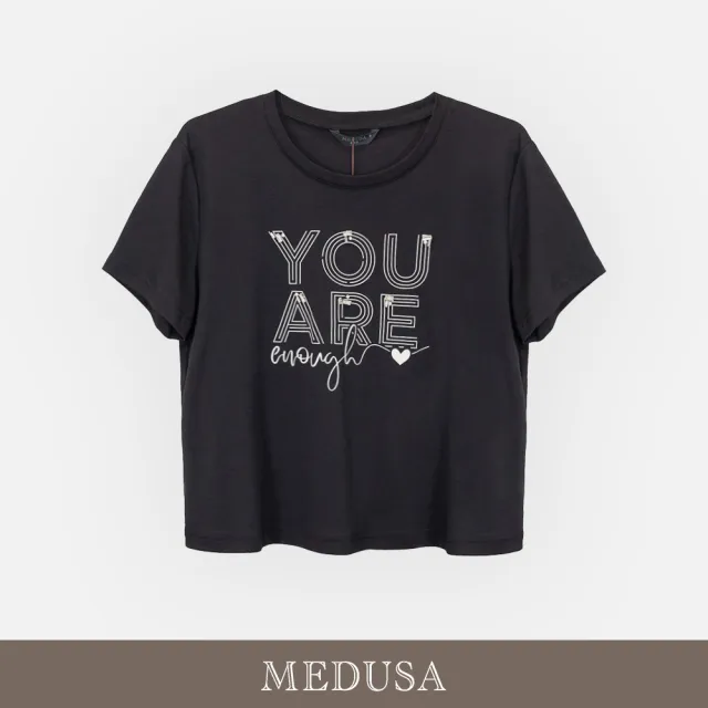 【MEDUSA 曼度莎】現貨-勵志英文純棉短Tee（M-XL）｜純棉T恤 短版上衣 休閒穿搭