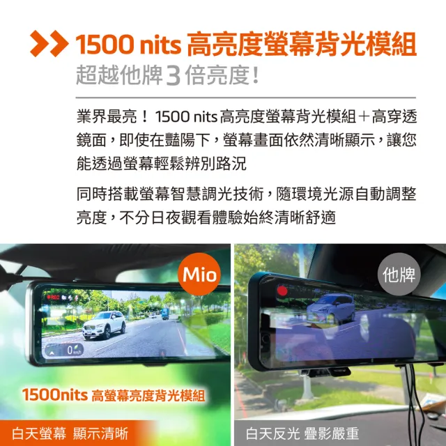 【MIO】含安裝 MiVue R890WD(前後鏡頭車內版)前後4K+4K  新2代星光級 分離式鏡頭 後視鏡型行車記錄器