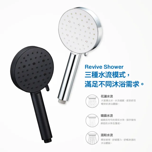 【CAESAR 凱撒衛浴】Revive Shower SPA 霧面黑蓮蓬頭(單手切換 / 三段水流)