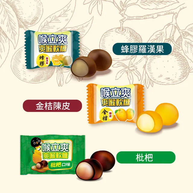 【Honey Song 喉立爽】爽喉軟糖_歡暢桶 4種口味(枇杷、蜂膠羅漢果、金桔陳皮、素食枇杷+素食蜂膠八仙果)
