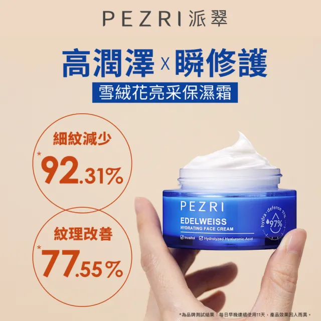【PEZRI 派翠】雪絨花亮采保濕霜50ml(保濕雲朵霜/雪壩級保濕/小姐節目推薦)