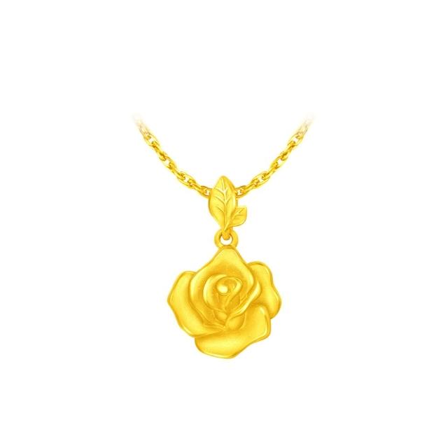【周大福】玫瑰花黃金吊墜_計價黃金(不含鍊)