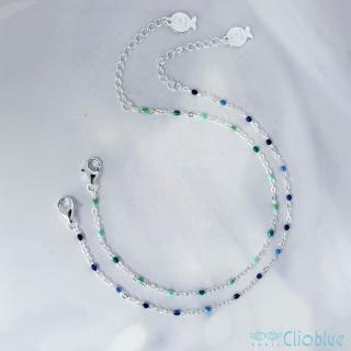 【CLIO BLUE】mimi小可愛純銀手鍊 925純銀手鍊 冷琺瑯手鍊 情人魚 雙魚(法國巴黎品牌/925純銀)