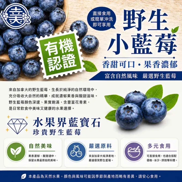 【幸美生技】加拿大進口有機驗證冷凍野生小藍莓400g x4包(慈心有機驗證  農殘 重金屬檢驗通過)