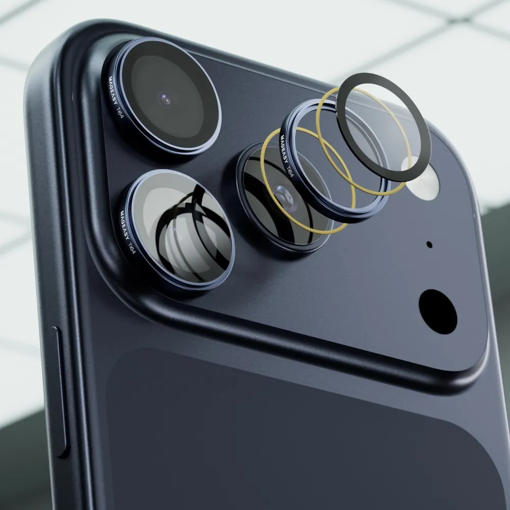 【MAGEASY】iPhone 17 Pro/Pro Max Lenz 鈦合金藍寶石鏡頭保護貼(三顆/組)