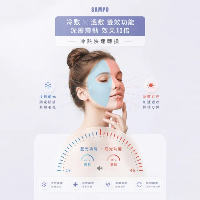 【SAMPO 聲寶】46度/20度 冰溫緊緻EMS彩光美顏儀/導入儀/拉提按摩/美容儀(FY-Z2502DL)