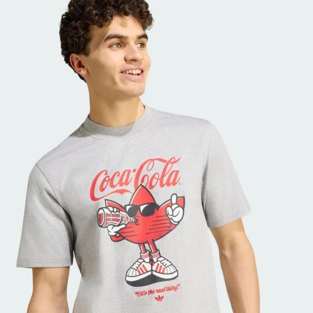 【adidas 愛迪達】Cc Treffie Tee 男女 T恤 運動上衣 休閒短袖 灰 亞版 可口可樂(KY2107)