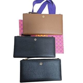 【TORY BURCH】TB Blake 荔枝紋對開釦式長夾 兩色可選 焦糖色／黑色 送原廠禮袋(/禮盒送禮)