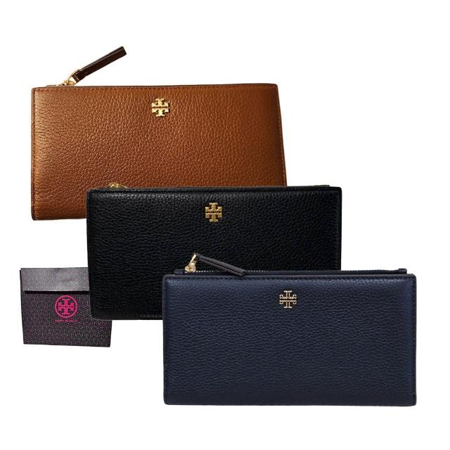 【TORY BURCH】TB Blake 荔枝紋對開釦式長夾 兩色可選 焦糖色／黑色  送原廠禮袋(/禮盒送禮)