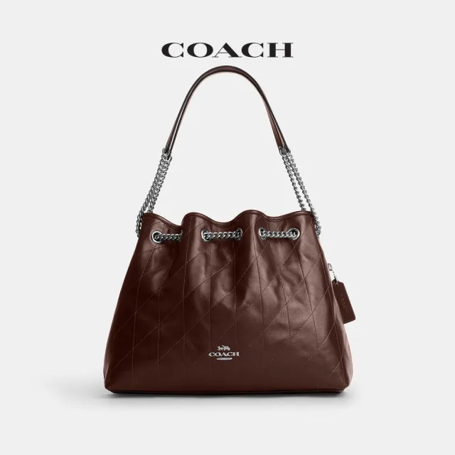 【COACH】蔻馳官方直營 絎縫細節EVELYN單肩包 單肩手袋 肩背包-楓樹棕色(CDR00)