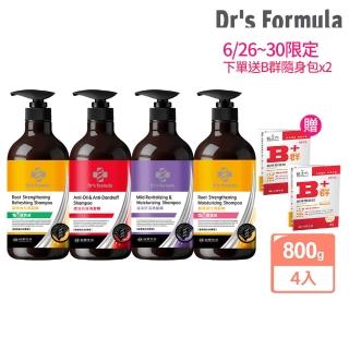 【Dr’s Formula 台塑生醫】加大版 三代洗髮精800gx4入(控油抗屑/髮根清爽/溫潤舒活/髮根潤澤)