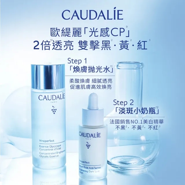 【CAUDALIE 歐緹麗】葡萄蔓極緻亮白精華液 30ml(小奶瓶/亮白淡斑/維生素C)