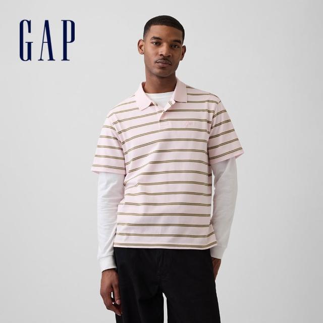 【GAP】男裝 寬鬆PK布短款Polo衫-多色任選(867536)