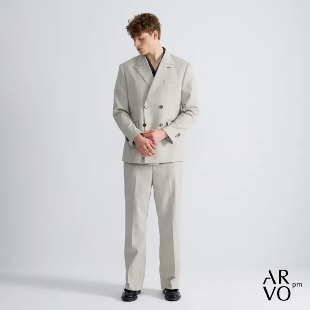 【ARVOpm】男女同款_劍領淺灰混紗半裡寬鬆版西裝外套73126301002(限時6折)