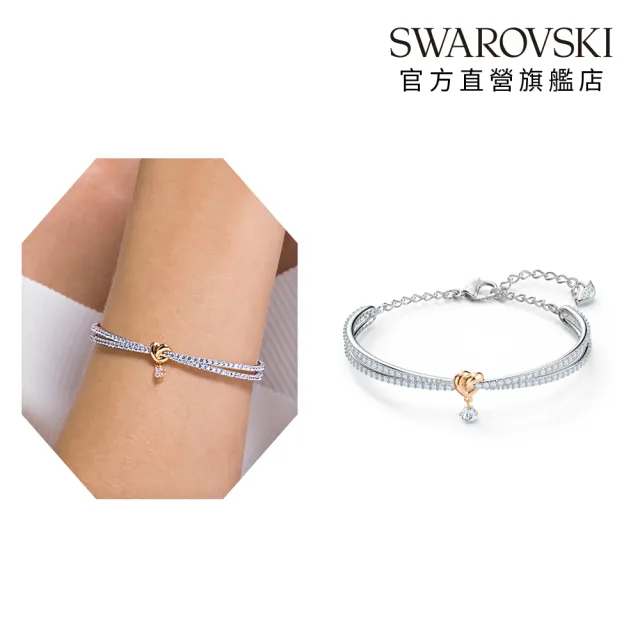 【SWAROVSKI 施華洛世奇】官方直營 Lifelong Heart 心形手鐲 白色 多種金屬潤飾 | 5516544
