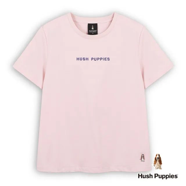 【Hush Puppies】女裝 上衣 涼感品牌英文刺繡小狗上衣 (淺粉紅 / 63210106)