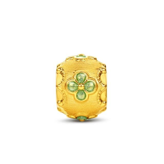 【周大福】鎏彩花卉拉絲轉運珠黃金串珠