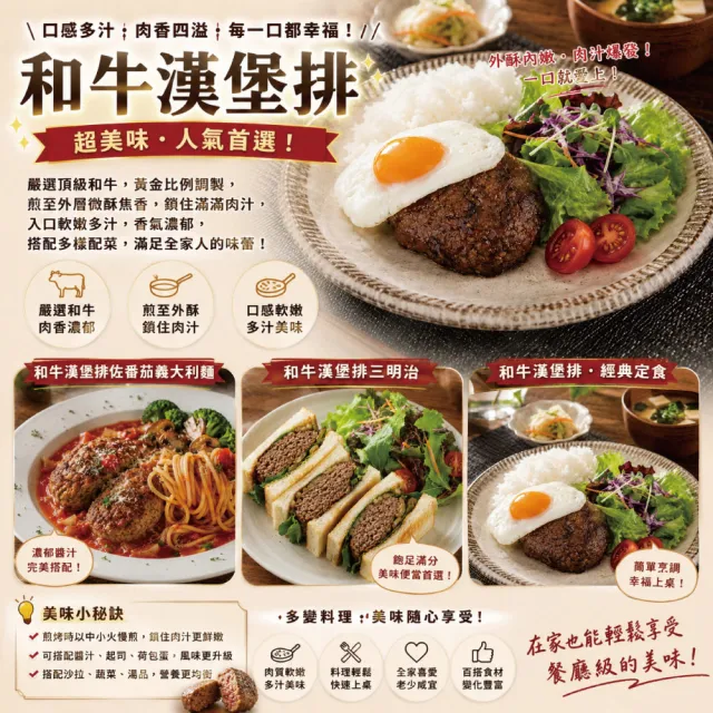 【約克街肉舖】手拍Ａ5和牛漢堡排10片(100g±10%/片)